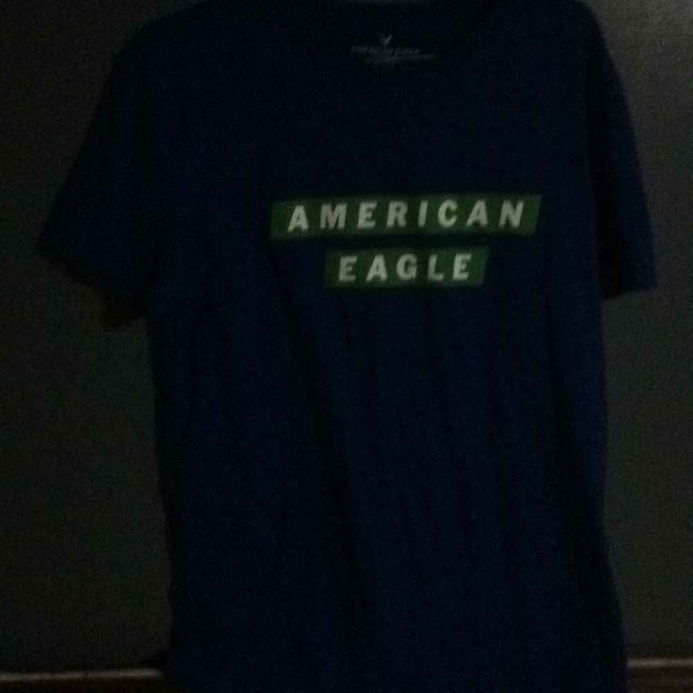 It’s a blue American Eagle shirt